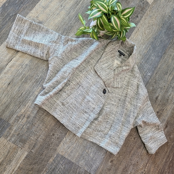 Eileen Fisher Cropped Tweed Kimono Style Swing Jacket Size PP - Picture 11 of 15